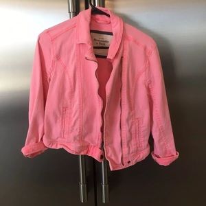 Bright pink denim jacket